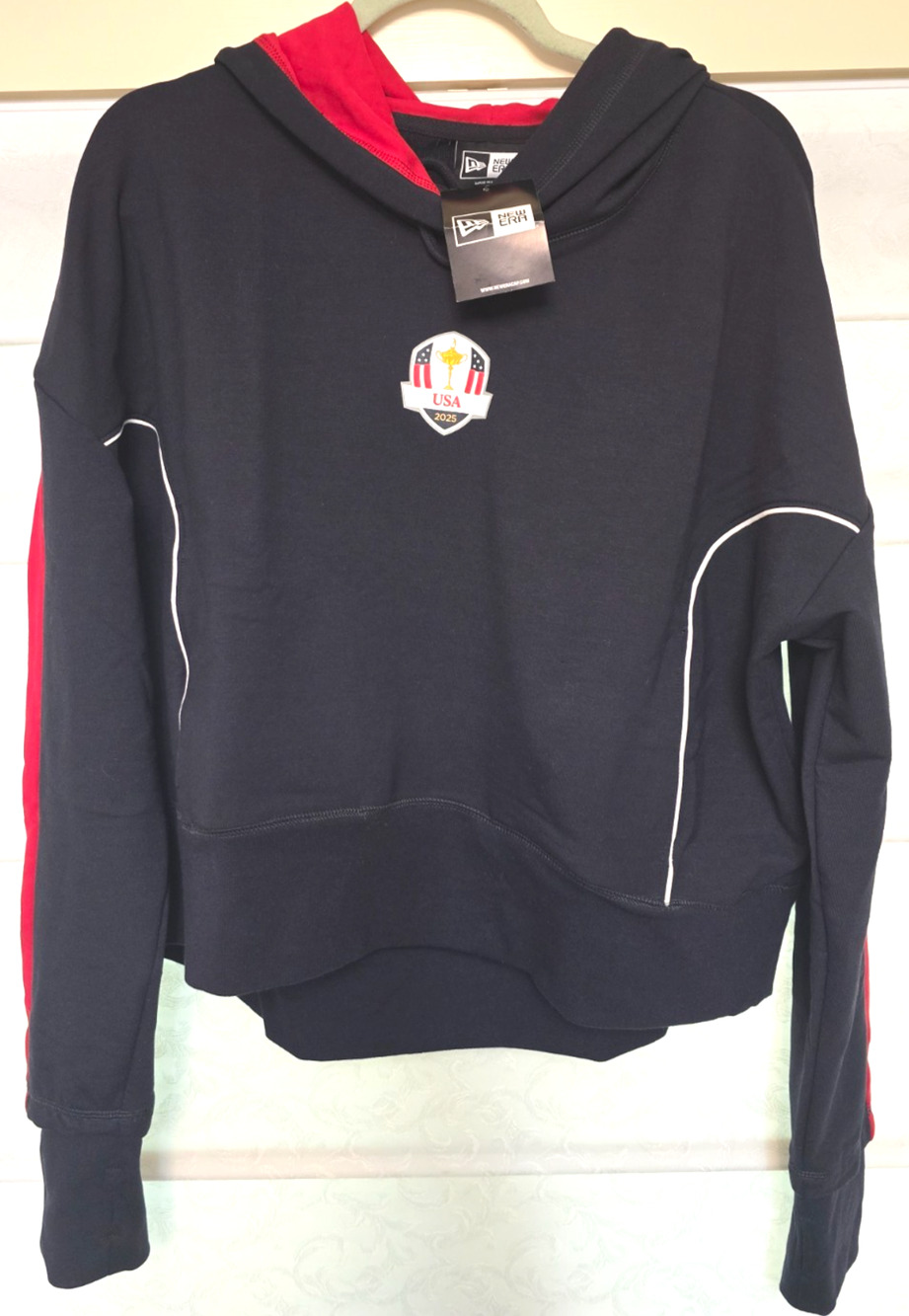 Team USA New Era USA 2025 Cropped Hoodie Black Red XL Womens NWT Pullover NEW